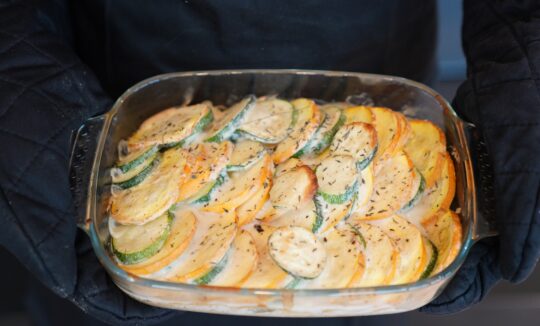 Užkeptos cukinijos (gratin)